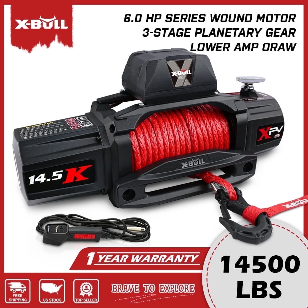 X-BULL Electric Winch XPV 14500LBS 12V Winch Synthetic Rope SUV Jeep Truck Towing 4WD Off-Road 2 in 1 Wireless Remote Control