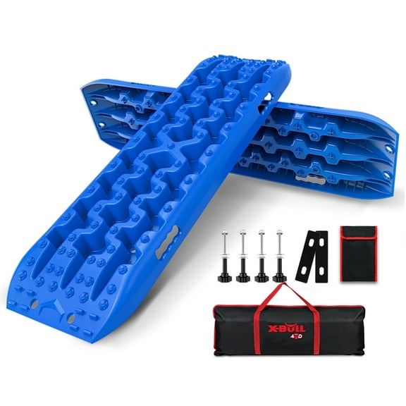 X-BULL Traction Track Traction Boards Kits Recovery Track 2PCS Sand Mud Snow Track Tire Ladder 4WD with Bag+Hardware Blue 3.0