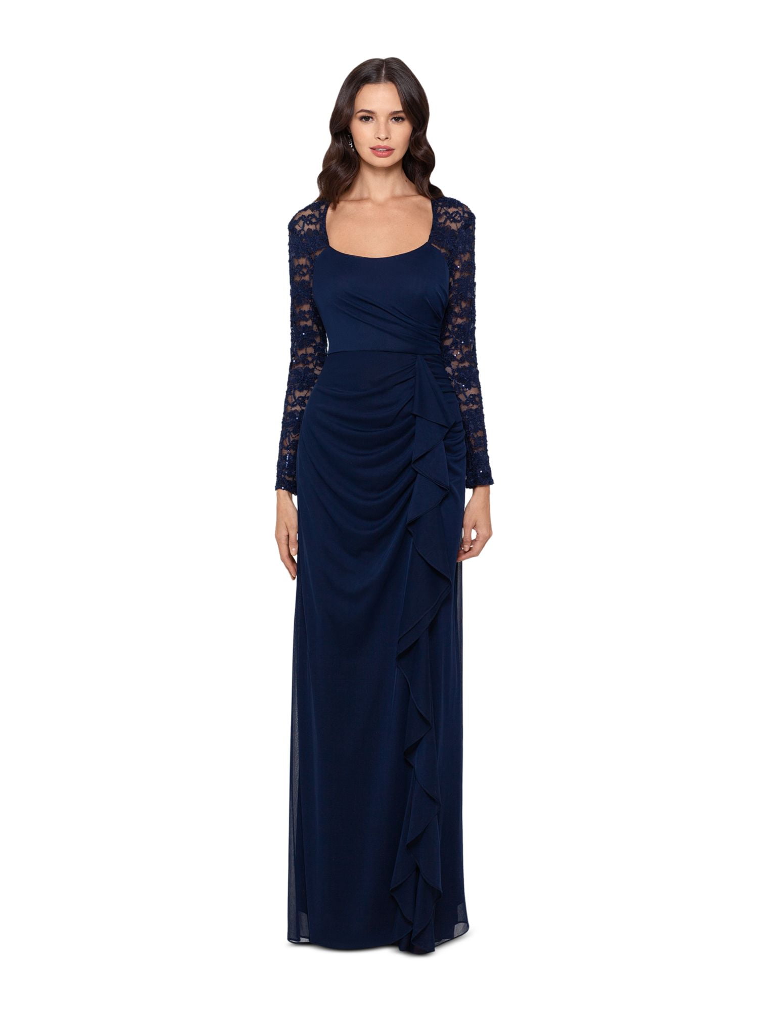 X BY XSCAPE Womens Navy Lace Sequined Long Sleeve Scoop Neck Full-Length Evening Body Con Dress 10 - Walmart.com X BY XSCAPE Womens Navy Lace Sequined Long Sleeve Scoop Neck Full-Length Evening Body Con Dress 10 - Walmart.com