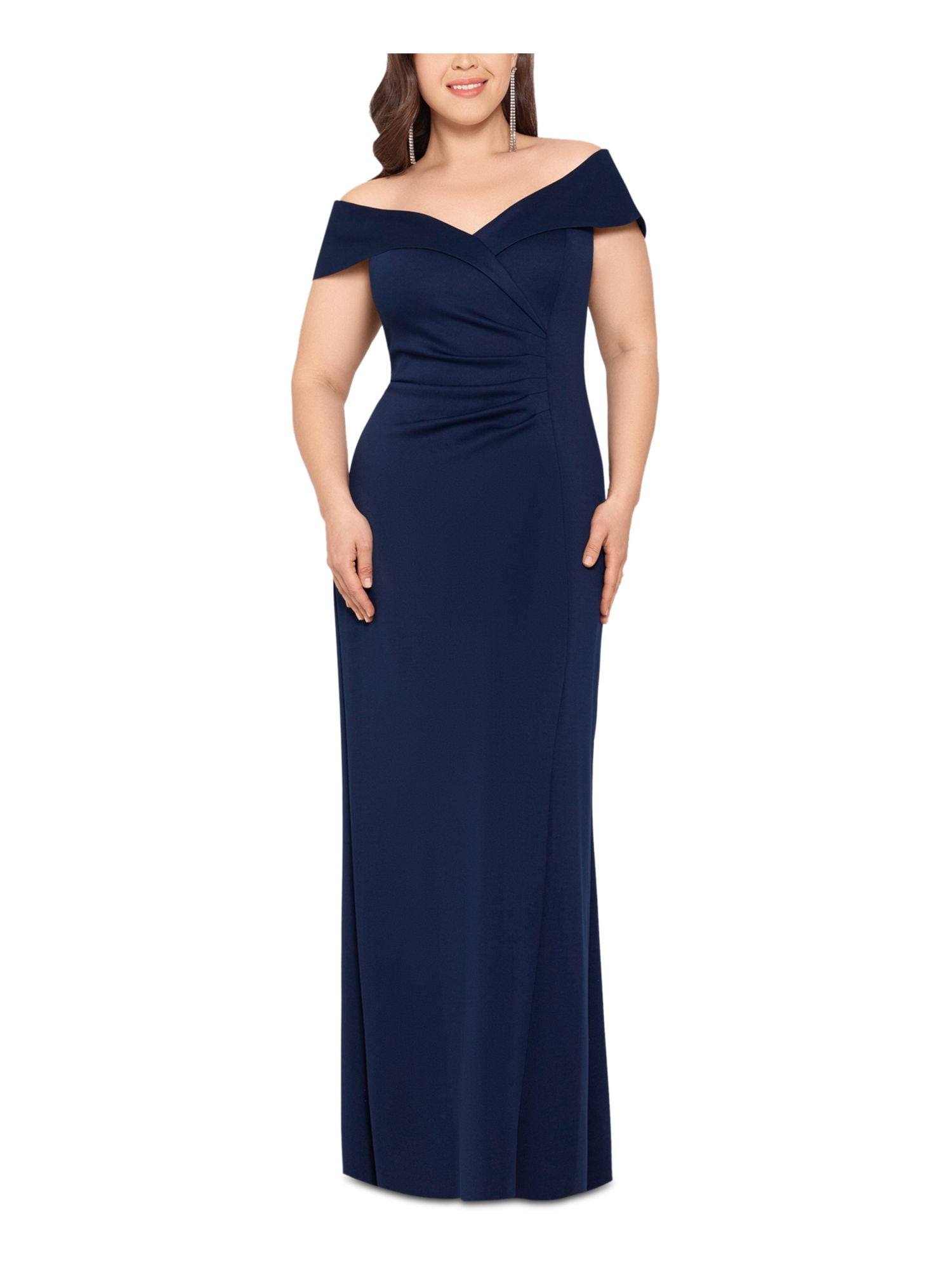Special Occasion Gown Xscape Women's Off-The-Shoulder Ruched Evening Gown -  Floor Length Formal Dress For Special Occasions Xscape Dresses Nyc