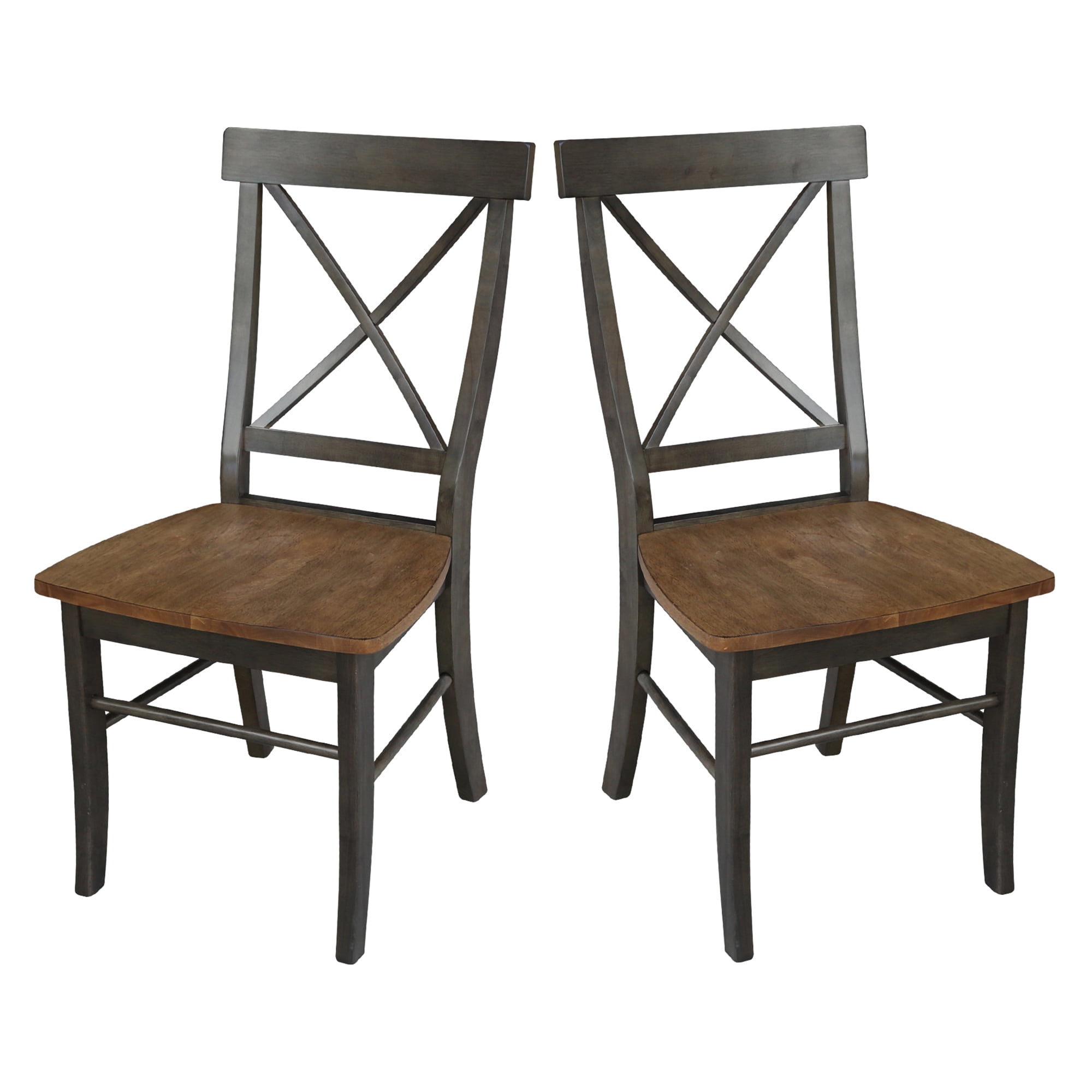 Black Cross Back Solid Wood Side Chair Set