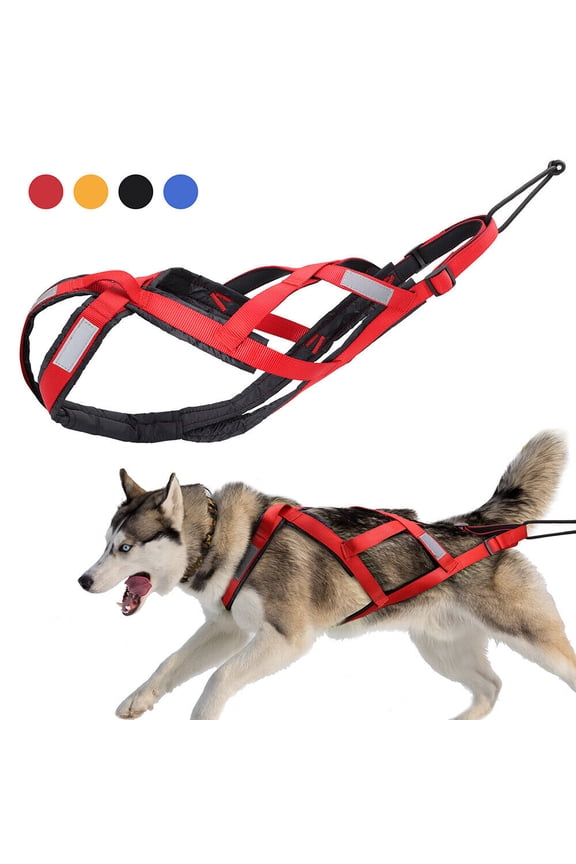Aggressive Reflective Nylon Dog Weight Pulling Harness, Red, L (25.5" to 33.5" Chest Size)