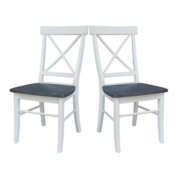 X-Back Solid Wood Chair - Set of 2 Chairs in White/Heather Gray
