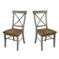 thumbnail image 1 of X-Back Solid Wood Chair in Distressed Hickory/Stone - Set of 2 Chairs, 1 of 9