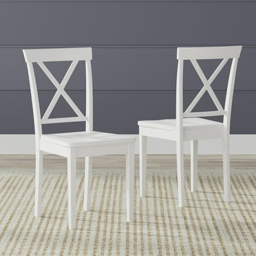 X-Back Solid Wood Dining Chairs in White (Set of 2)