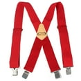 thumbnail image 1 of X-Back Suspenders 2" Wide Work Heavy Duty Clips Adjustable Red Suspenders with Very Strong 4 Clips, 1 of 4