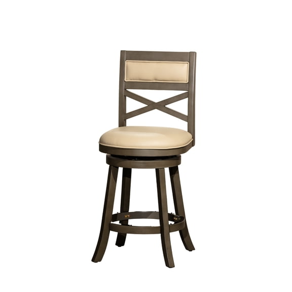 X-Back Swivel Stool with Two Sizes | Swivel Function for Eating Spaces | Bonded Leather Seat with Thick Foam | Metal Footplates for Stool Protection
