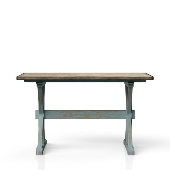 X Base Table For Counter Height Casual Eating In Blue, Solid Wood Blue + With