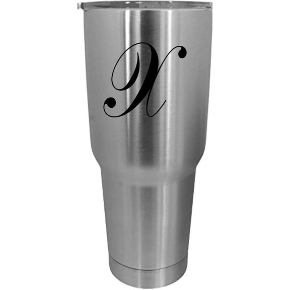 X Commercial Script Monogrammed Etched 30oz Stainless Steel Tumbler