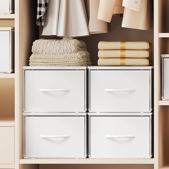 X Cosrack 3 Packs Individual Stackable Storage Drawers With Wood For Closet, Small Stacking Closet