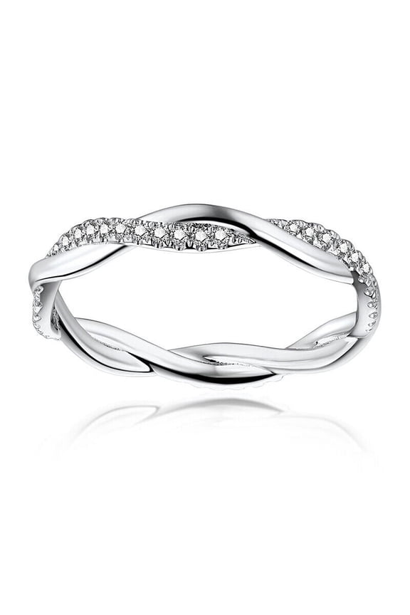 X Cross Pave Set Women's Wedding Ring, Infinity Lady Engagaement Ring, 2 Ct Simulated Round Cut Diamond, 925 Sterling Silver, Luxury Party Wear Ring For Her, Full Eternity Promise Proposal Ring