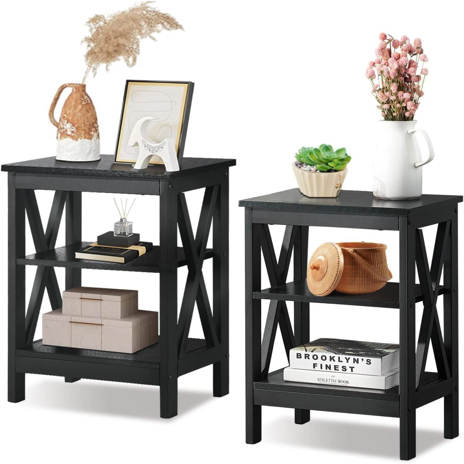XDesign Night Stand Nightstands End Versatile Easy Assembly Pearl