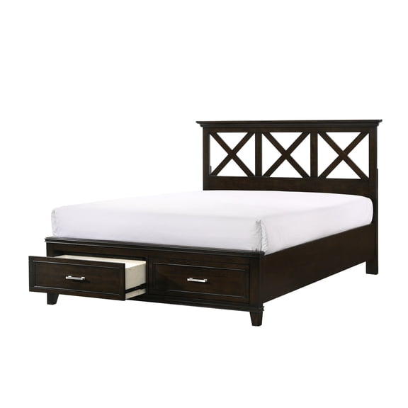X Designed Headboard Queen Storage Bed With Solid Wood Base 50.14 In. High Poplar And Rubberwood
