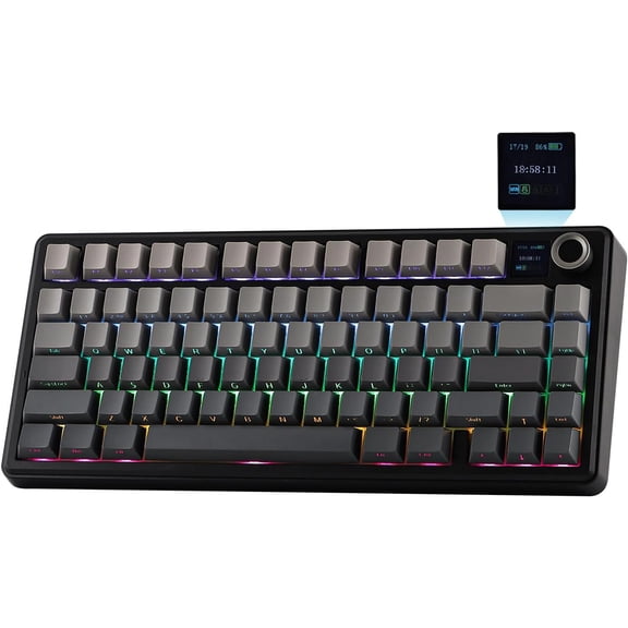 X F75 MAX Wireless Mechanical Keyboard with TFT Screen and Knob, Gasket Gaming in 75% Layout, Hot Swappable, RGB Backlight, for PC/Mac/Linux (Black Gradient)