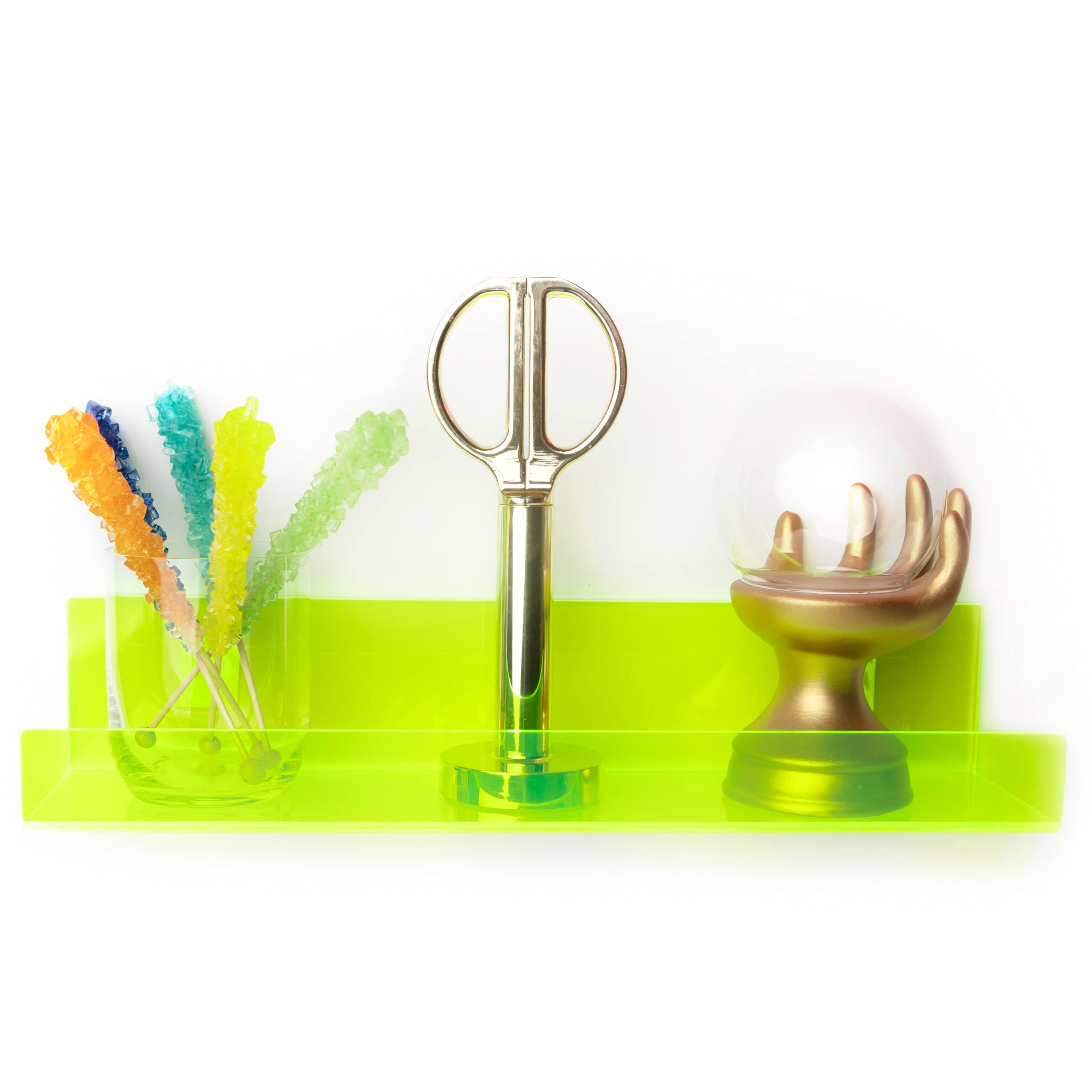 XFLOAT Neon Green Acrylic Floating Shelves (Wall Mounted) for Bedroom