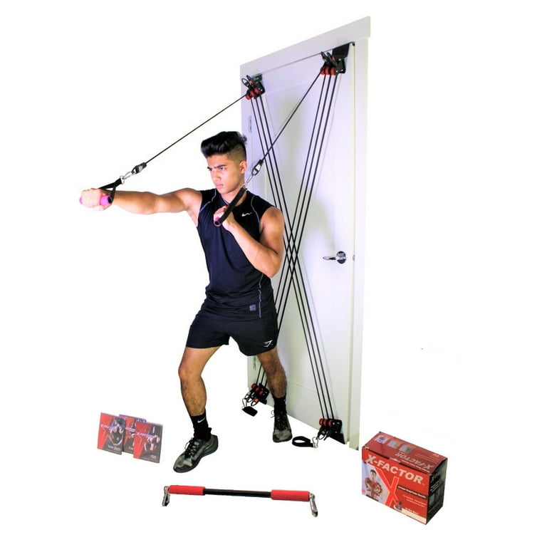 X Factor Door Gym Full Body Total Workout System Home Gym Strength Training  Fitness Equipment with DVD, Workout Chart, and Straight Bar 