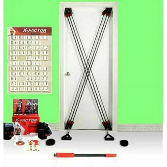 X-Factor TM Door Gym Full Body Total Workout System with Resistance Band Exercise - Innovative Home Fitness Solution for a New Level of Exercise Success