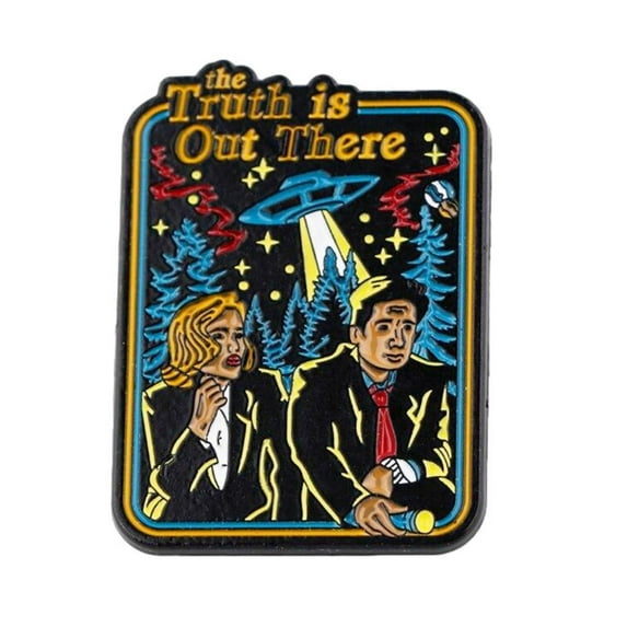 X-Files The Truth Is Out There Scully And Mulder 1.5 Inch Tall Enamel Metal Pin