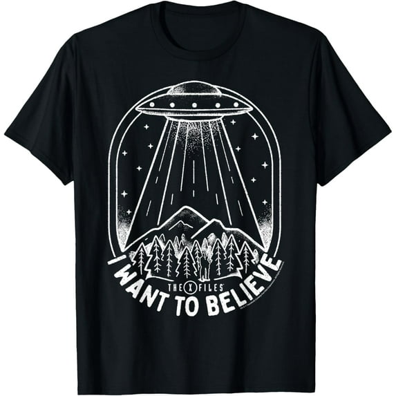 X-Files UFO I Want To Believe Distressed Silhouette Big Logo T-Shirt