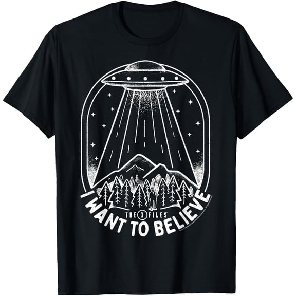 X-Files UFO I Want To Believe Distressed Silhouette Big Logo T-Shirt