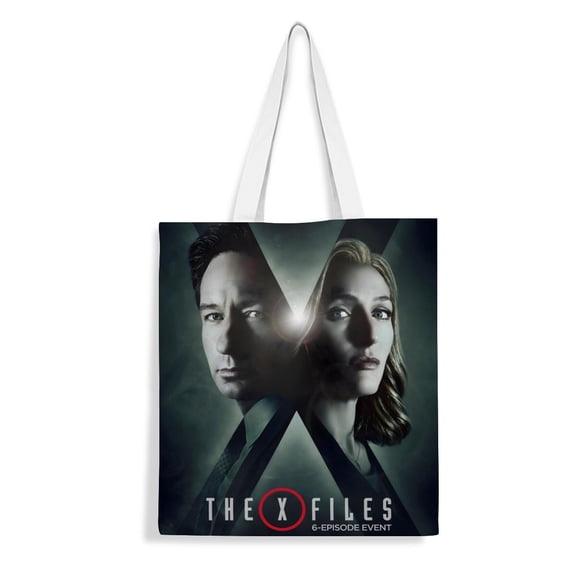 X-Files-theme canvas Tote Bag for Women Aesthetic Shopping Grocery Reusable Bags with Inner Zipper Women Gift 13.8 x 15.8 inches（35x40cm）