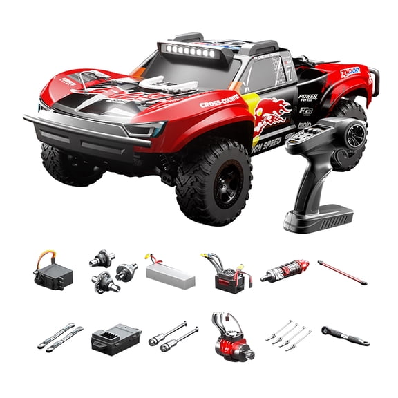 X Flash 1:10 Large Scale 4WD High-Speed Short-Course Truck, 85KM/H Remote Control Off-Road RC Car with Oil-Filled Shocks, Waterproof ESC for Adults - RTR