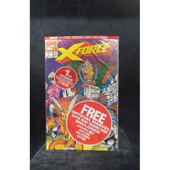 Pre-Owned X-Force #1 w/ Sunspot&Gideon trading card *sealed* 1991 Marvel Comics Comic Book