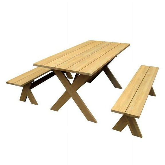X-Frame Picnic 3pc Table Dining Set (1 table and 2 benches)