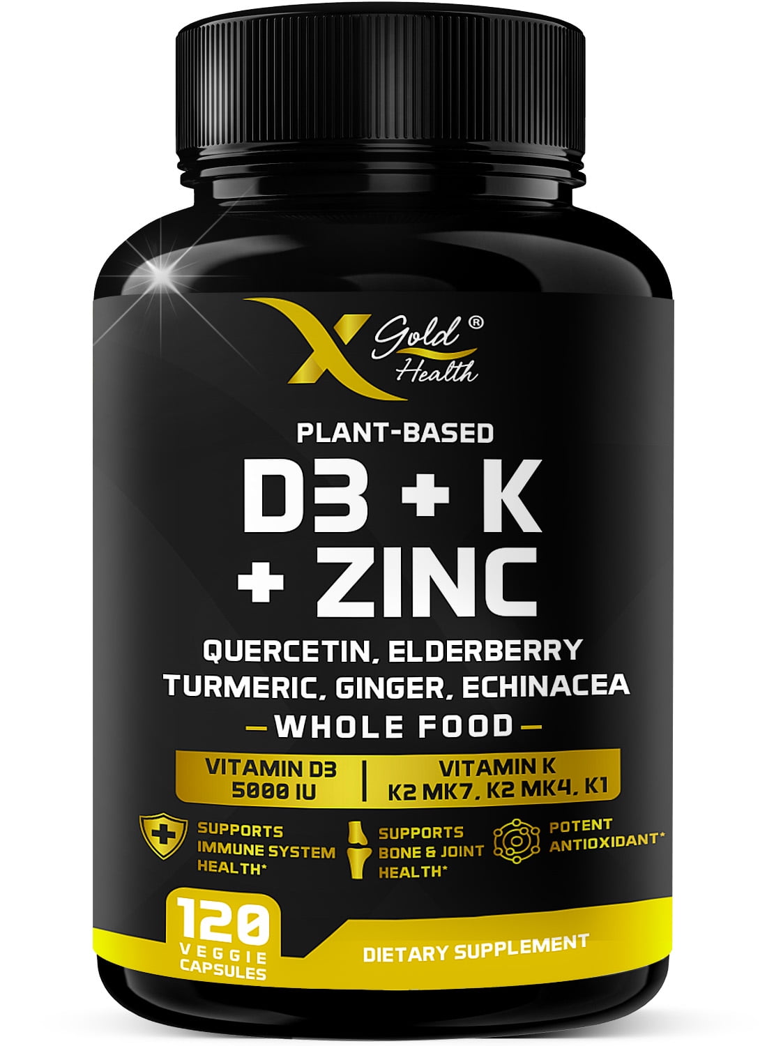 X Gold Health Vitamin D3 + K Complex Supplement Vitamin D3 5000 IU