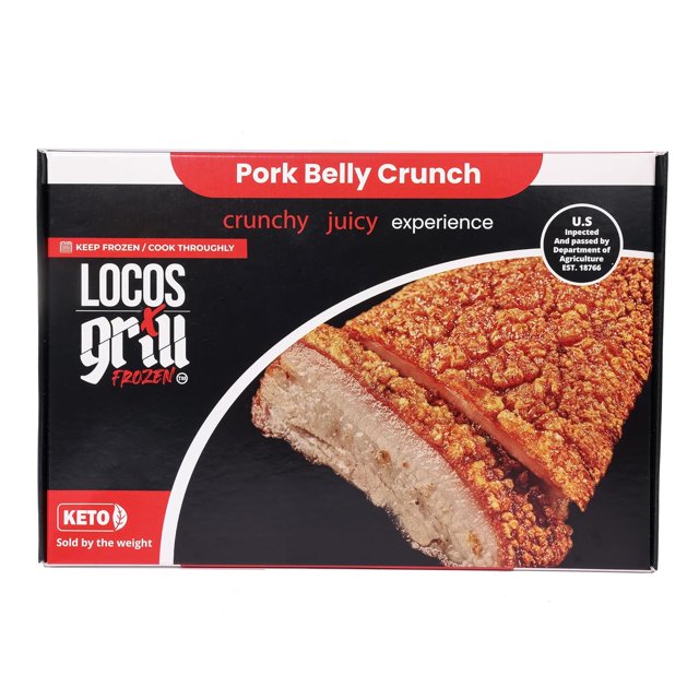 X Grill Pork Belly Crunch Authentic Asian Flavors Pre Cook, Frozen and