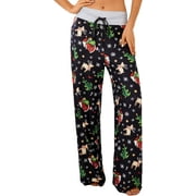X-Image Women's Comfy Pajamas Drawstring Stretch Floral Print Long Wide Leg Lounge Pants