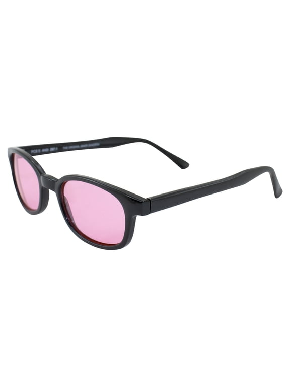 Sunglasses 1014 20 Percent Larger than Original KD's ANSI Z80.3 Black w/Pink Lenses