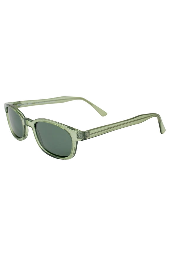 Sunglasses 11269 20 Percent Larger than Original KD's ANSI Z80.3 Clear Green Frames w/Polarized Green Lenses
