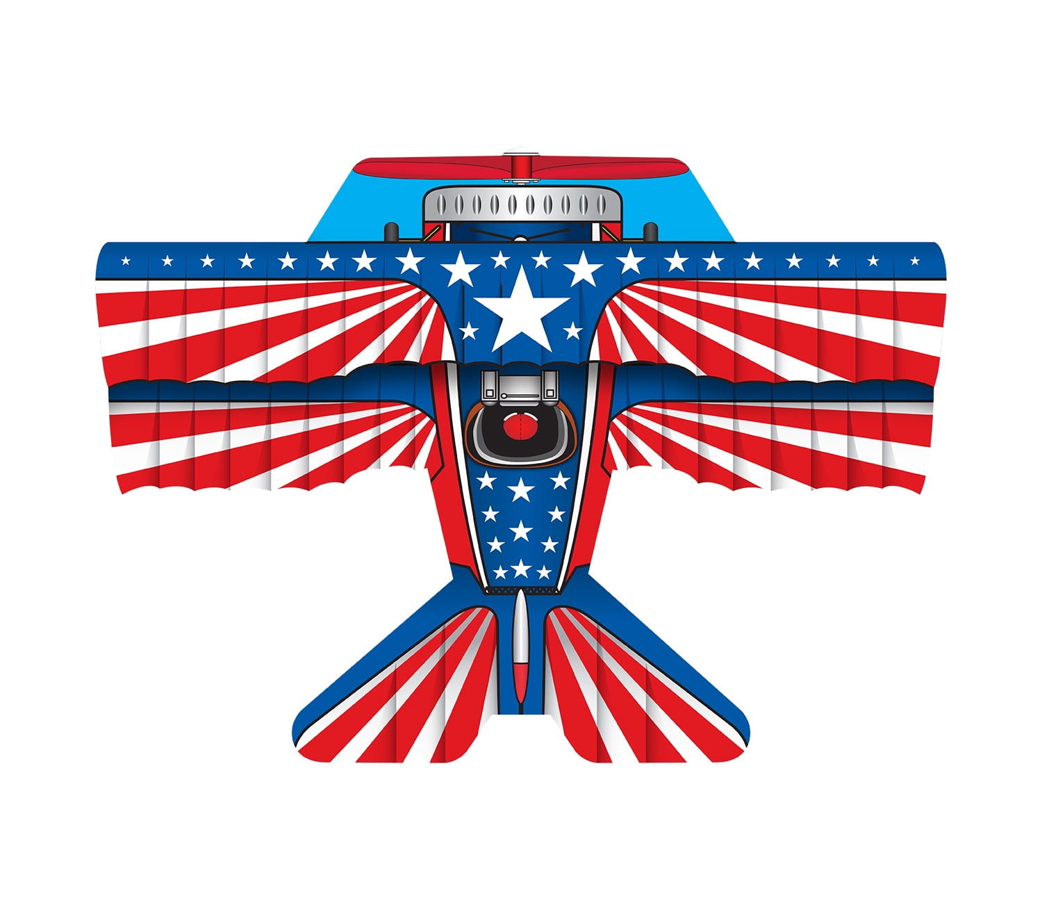 X Kites SkyMax Nylon Airplane Kite USA Bi-Plane