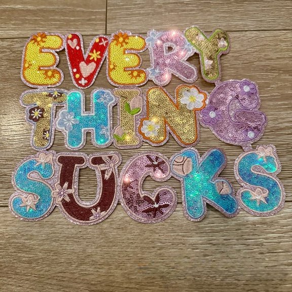 X-L Everything Sucks Sequin Iron-On Patch