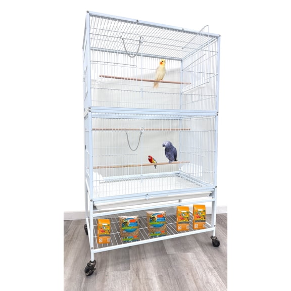 X-LARGE 30.5"x18.5"x52.5"H Bird Flight Parrot Home Rolling Cage Double Large Front Doors Side Doors For Cockatiel African Grey Aviary Budgie