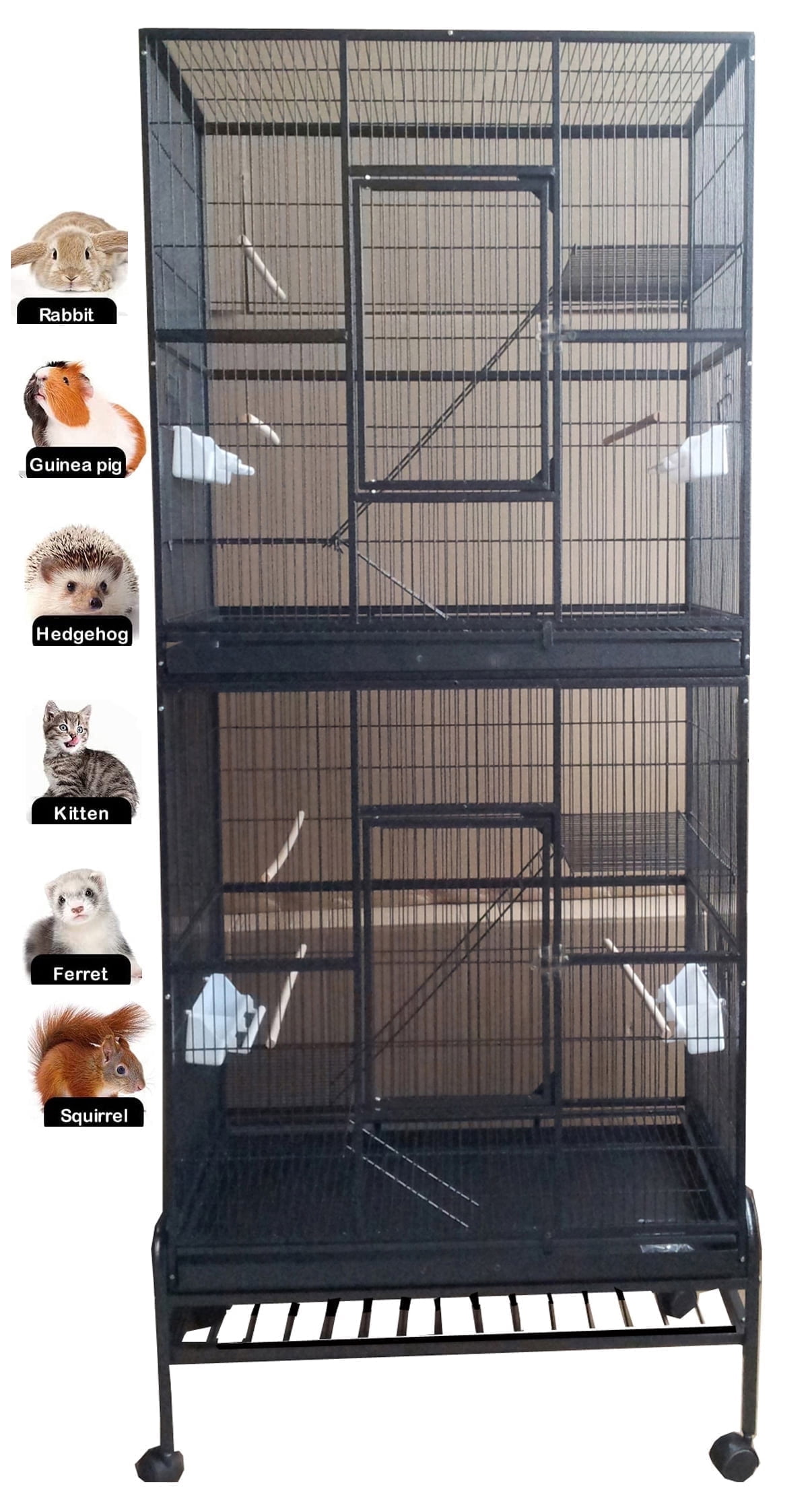 X-LARGE 76" Double Stacker Multi-Tiers Small Animal Critter Chew-Proof Rolling Stand Rat Habitats Ferret Cage Chinchilla Sugar Glider Mice Hamster Gerbil Hedgehog Squirrel Rodent Dagus