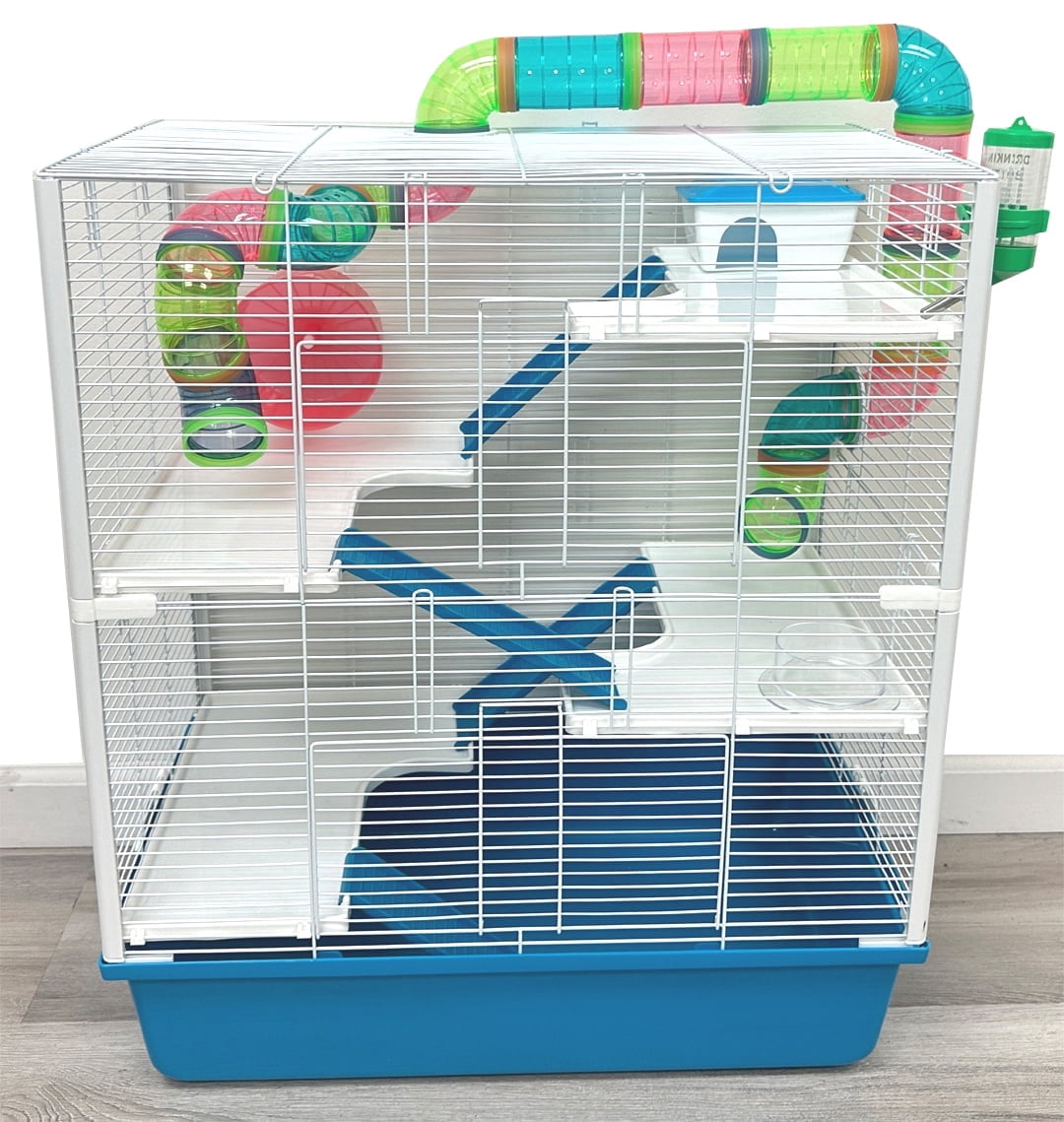 X-LARGE Deluxe 5-Story Easy Setup Sturdy Hamster Palace  Mouse Habitat Gerbil House Critters Mice Home Cage with Complete Set of Accessories Expandable and Customizable Crossover Tube Tunnel