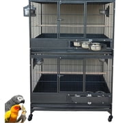 Mcage Extra Large 54 in Heavy Duty Wrought Iron Aviary Birdcage with Breeding Nest Box Doors