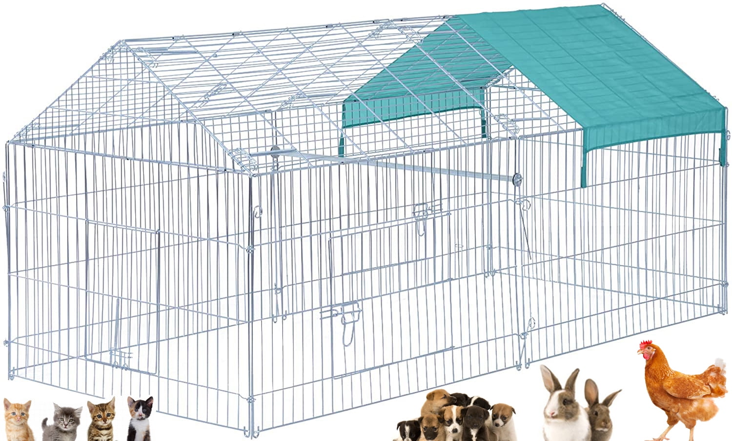 X LARGE Galvanized Steel 87 x41 x41 H Puppies Kittens Chicken Coop Run Pens Crate Rabbit Enclosure Pet Playpen Fence Walmart