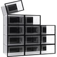thumbnail image 1 of X-Large 12 Pack Shoe Boxes Clear Plastic Stackable, Shoe Storage Boxes, Shoe Organizer for Closet, Space-Saving Shoe Containers Bins (Black), 1 of 1