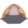 thumbnail image 1 of X-Large 4 Person Beach Tent Sun Shelter - Portable Sun Shade Instant Tent for Beach with Carrying Bag, Stakes, 6 Sand Pockets, Anti UV for Fishing Hiking Camping, Waterproof Windproof, Orange, 1 of 7
