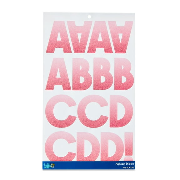 Hello Hobby Extra Large Pink Glitter Alphabet Stickers, Letter Icons, 99 Count