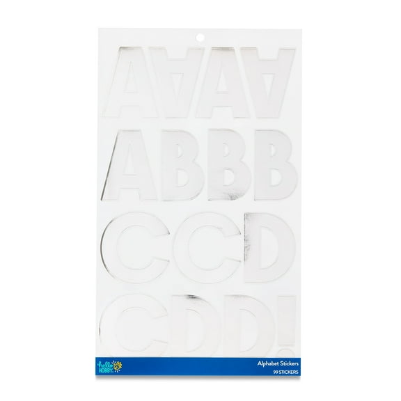 Hello Hobby Extra Large Silver Foil Alphabet Stickers, Letter Icons, 99 Count