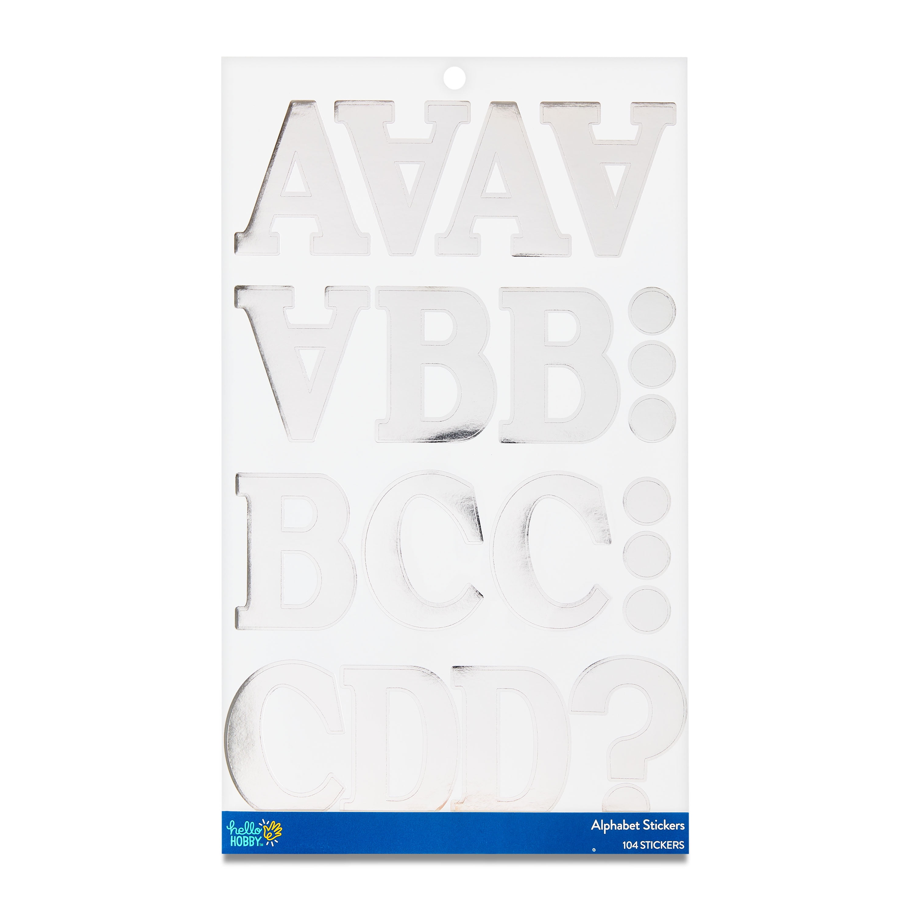 Hello Hobby Extra Large Silver Foil Alphabet Stickers, 104 Count for Kids and Crafts