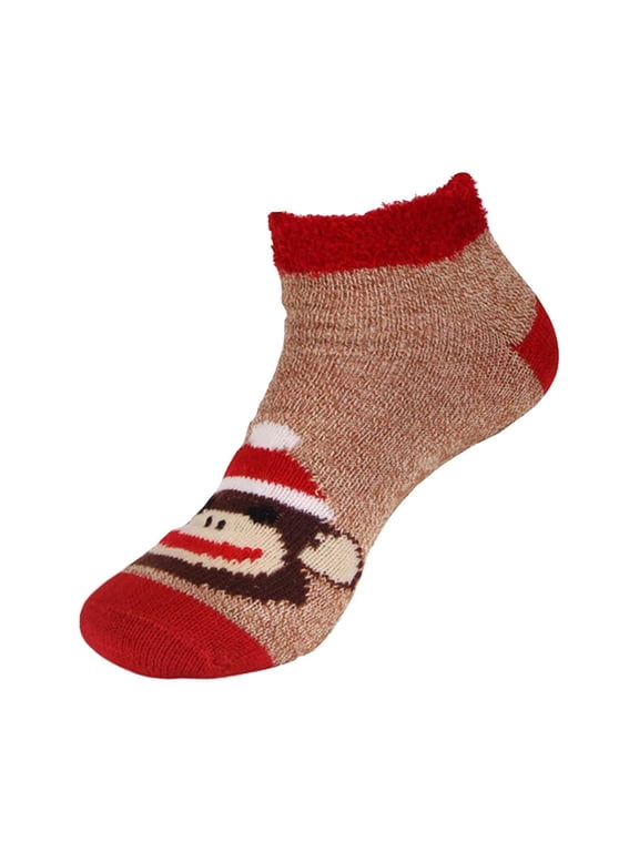 Women's Animal Double Layer Extra Thick Non-Slip Crew Socks - Monkey (Style 10) - Extra Large - 1 Pair