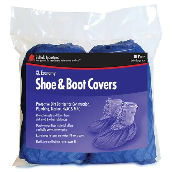 X-Large Buffalo 68401 Blue Shoe Covers Economy Shoe and Boot Covers, 10-Pair Pack