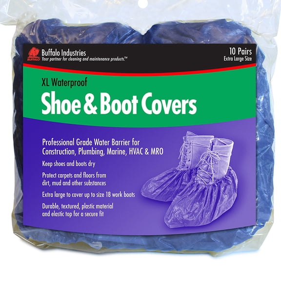 X-Large Buffalo 68403 Blue Shoe Covers Waterproof Shoe and Boot Covers, 10-Pair