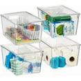 thumbnail image 1 of X-Large Clear Plastic Storage Bins with Lids, 4-Pack, Stackable and Shatterproof, 12.5" x 9.5" x 7", Modern Rectangular Design, 1 of 7