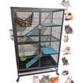 thumbnail image 1 of X-Large Double Unit Two Story 4-Level Small Animal Critter House Habitat Rolling Cage With Narrow 1/2-inch Wire Spacing Chew-Proof for Rats Mice Hamster Ferret Chinchilla Sugar Glider Hedgehog Gerbil, 1 of 10